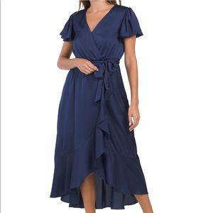 Nicole Miller Deep Blue Wrap Midi Dress
